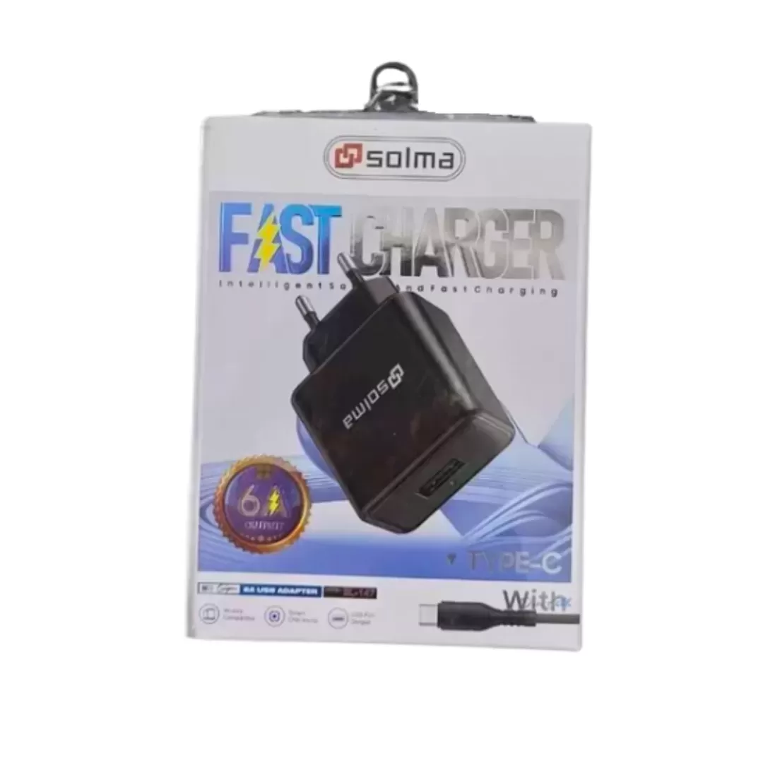 Cargador de Carga Rápida Tipo C Solma USB 6A - Con Cable Incluido